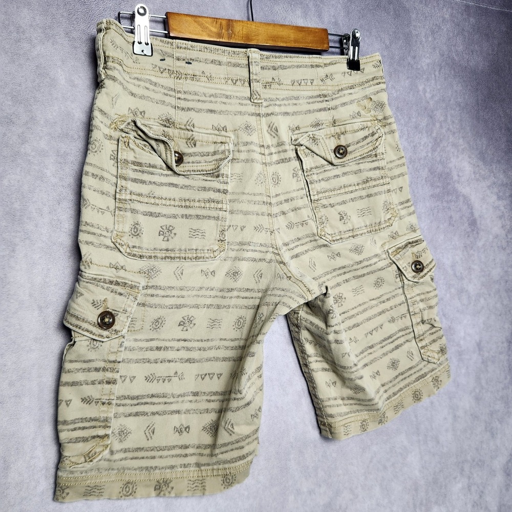 American Eagle Mens 32 Cargo Shorts Tan Brown Cave Art Print Classic Active Flex - Picture 8 of 14
